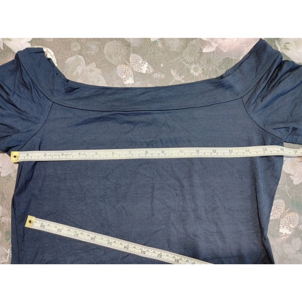 Rebecca Taylor Modal Boat Neck Top Slimming Fit Short Sleeve Navy Womens XL NWT - Picture 6 of 8